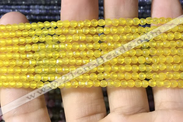 CTG1112 15.5 inches 3mm faceted round tiny yellow agate beads