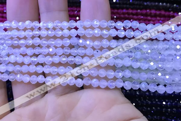 CTG1131 15.5 inches 3mm faceted round tiny white moonstone beads