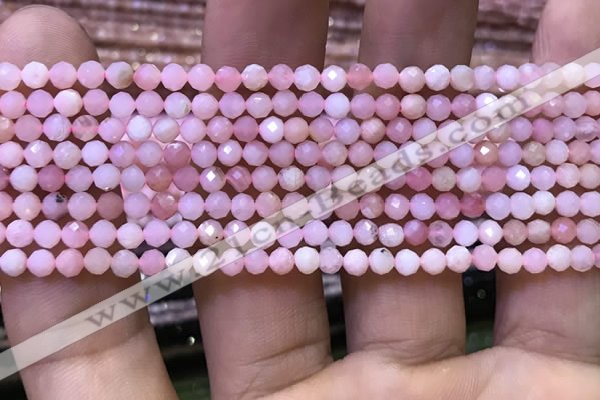 CTG1135 15.5 inches 3mm faceted round tiny pink opal beads