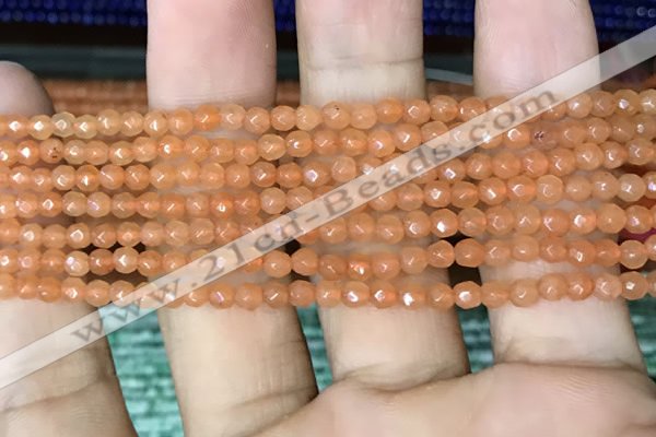 CTG1151 15.5 inches 3mm faceted round tiny red aventurine beads