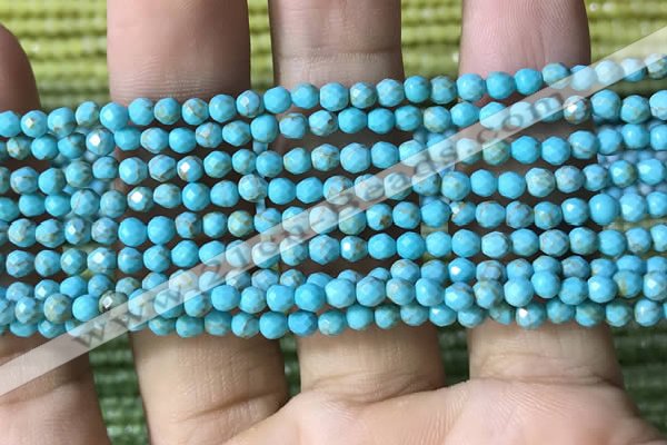 CTG1172 15.5 inches 3mm faceted round tiny turquoise beads