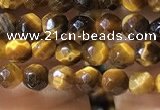 CTG1184 15.5 inches 3mm faceted round tiny yellow tiger eye beads