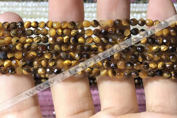 CTG1184 15.5 inches 3mm faceted round tiny yellow tiger eye beads