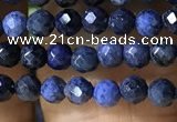 CTG1193 15.5 inches 3mm faceted round tiny blue dumortierite beads