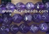 CTG1205 15.5 inches 4mm faceted round tiny amethyst beads