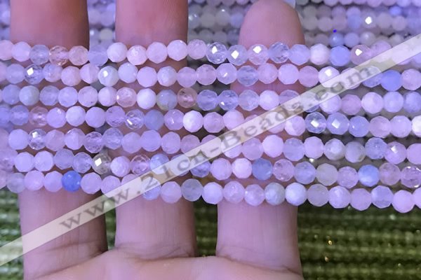 CTG1206 15.5 inches 4mm faceted round tiny morganite beads