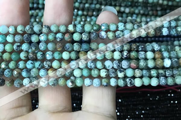 CTG1212 15.5 inches 4mm faceted round tiny African turquoise beads