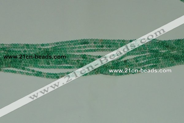 CTG122 15.5 inches 2mm round tiny green agate beads wholesale