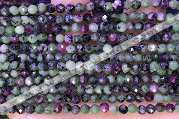 CTG1316 15.5 inches 4mm faceted round ruby zoisite beads