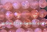 CTG1319 15.5 inches 4mm faceted round golden sunstone beads