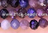 CTG1337 15.5 inches 4mm faceted round ruby & sapphire beads