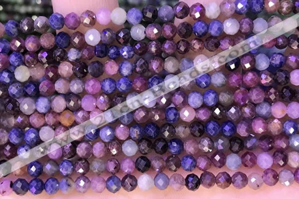 CTG1337 15.5 inches 4mm faceted round ruby & sapphire beads