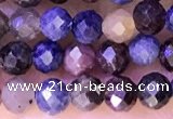 CTG1338 15.5 inches 4mm faceted round ruby & sapphire beads