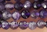 CTG1344 15.5 inches 4mm faceted round amethyst gemstone beads