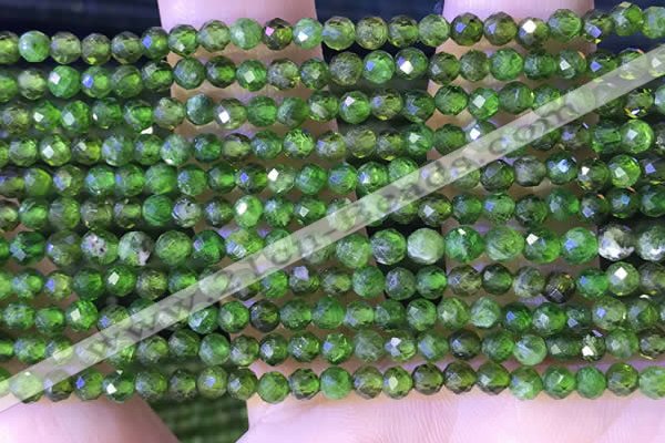 CTG1382 15.5 inches 3mm faceted round tiny diopside quartz beads