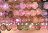 CTG1384 15.5 inches 2mm faceted round tiny tourmaline beads