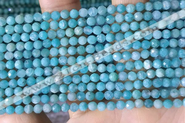 CTG1392 15.5 inches 3mm faceted round tiny amazonite beads