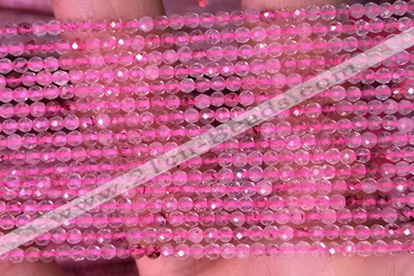 CTG1406 15.5 inches 2mm faceted round strawberry quartz beads