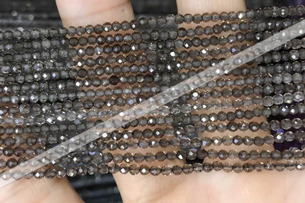 CTG1408 15.5 inches 2mm faceted round smoky quartz beads wholesale