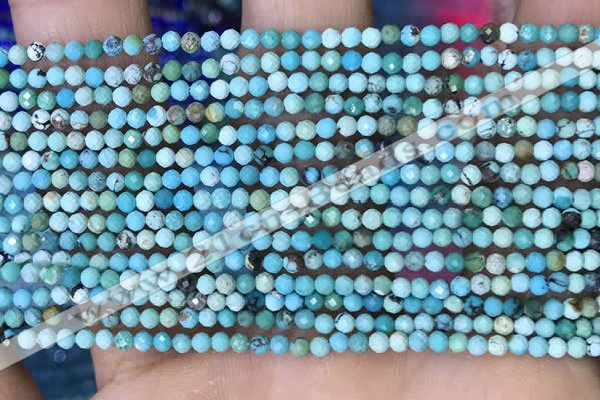 CTG1424 15.5 inches 2mm faceted round turquoise beads wholesale