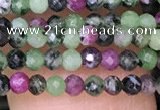 CTG1427 15.5 inches 2mm faceted round ruby zoisite beads