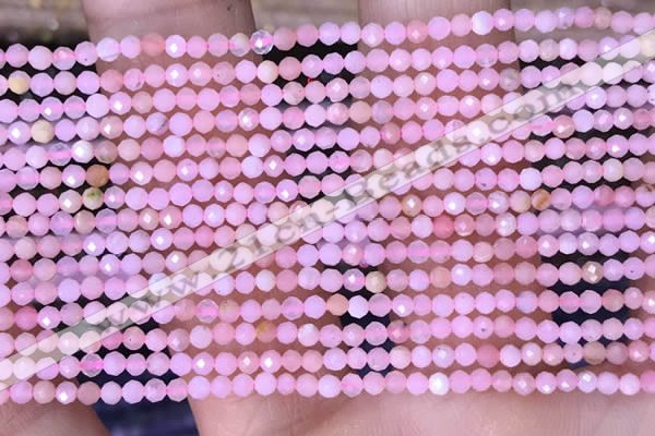 CTG1430 15.5 inches 2mm faceted round pink opal beads