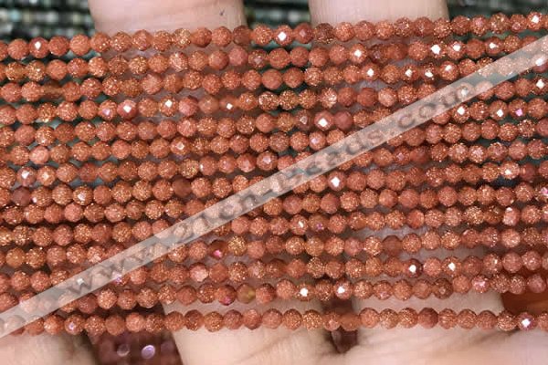 CTG1451 15.5 inches 2mm faceted round goldstone beads wholesale