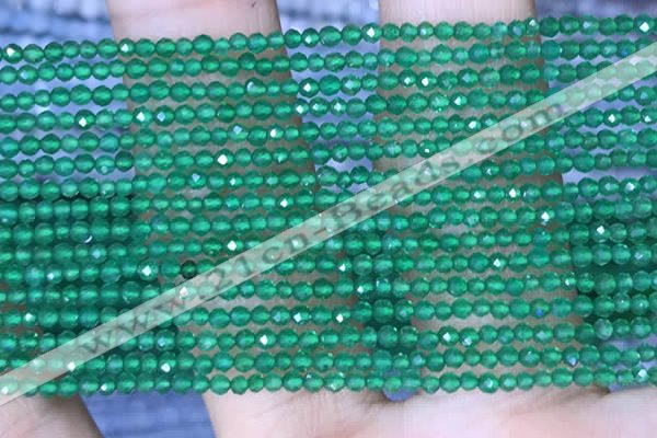 CTG1463 15.5 inches 2mm faceted round green agate beads