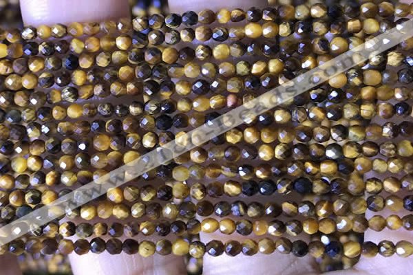 CTG1465 15.5 inches 2mm faceted round yellow tiger eye beads