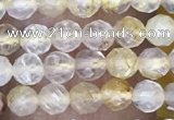 CTG1489 15.5 inches 3mm faceted round golden rutilated quartz beads