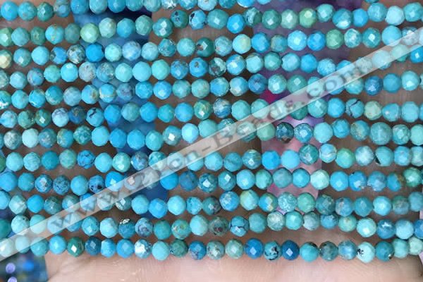 CTG1498 15.5 inches 3mm faceted round turquoise beads wholesale