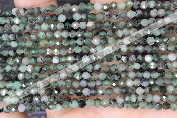 CTG1500 15.5 inches 3mm faceted round emerald gemstone beads