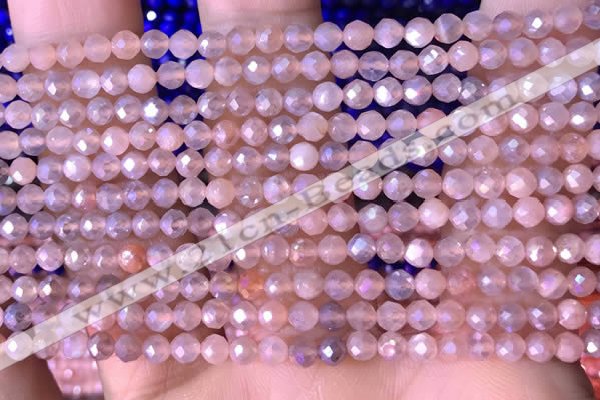 CTG1505 15.5 inches 3mm faceted round AB-color moonstone beads