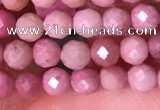 CTG1514 15.5 inches 3mm faceted round pink wooden jasper beads