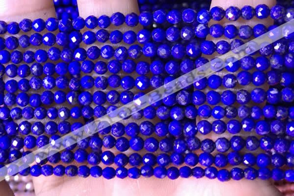 CTG1520 15.5 inches 3mm faceted round lapis lazuli beads