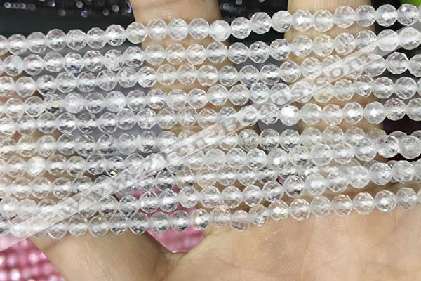 CTG1530 15.5 inches 4mm faceted round white crystal beads wholesale