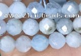 CTG1536 15.5 inches 4mm faceted round aquamarine beads wholesale