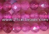 CTG1542 15.5 inches 4mm faceted round strawberry quartz beads