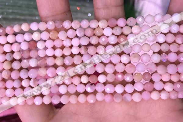 CTG1545 15.5 inches 4mm faceted round pink opal beads wholesale