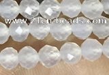 CTG1552 15.5 inches 4mm faceted round white agate beads wholesale