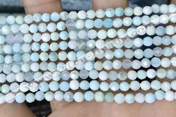 CTG1555 15.5 inches 4mm faceted round Chinese larimar beads