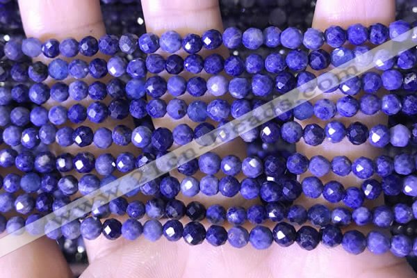 CTG1556 15.5 inches 4mm faceted round sapphire gemstone beads