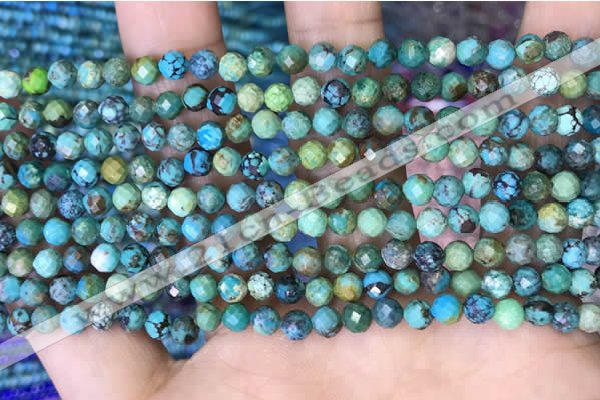 CTG1561 15.5 inches 4mm faceted round turquoise beads wholesale