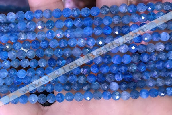 CTG1615 15.5 inches 4mm faceted round tiny apatite beads