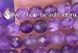 CTG1623 15.5 inches 3mm faceted round tiny amethyst beads