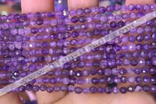 CTG1623 15.5 inches 3mm faceted round tiny amethyst beads