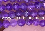 CTG1624 15.5 inches 3mm faceted round tiny amethyst beads