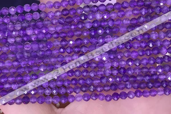 CTG1624 15.5 inches 3mm faceted round tiny amethyst beads