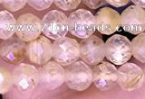 CTG1631 15.5 inches 4mm faceted round tiny golden rutilated quartz beads