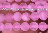 CTG1635 15.5 inches 3.5mm faceted round tiny rose quartz beads